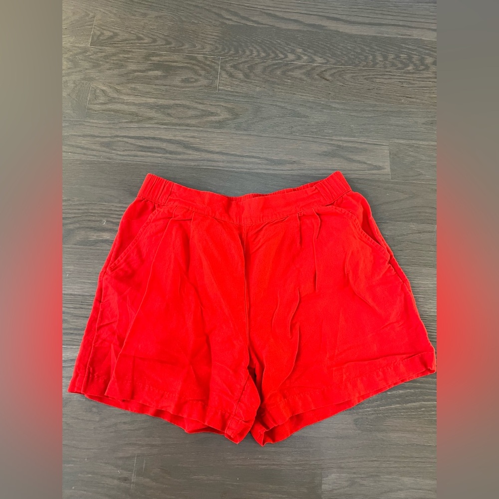 A New Day Vibrant Red Pocket Linen Shorts, Size M